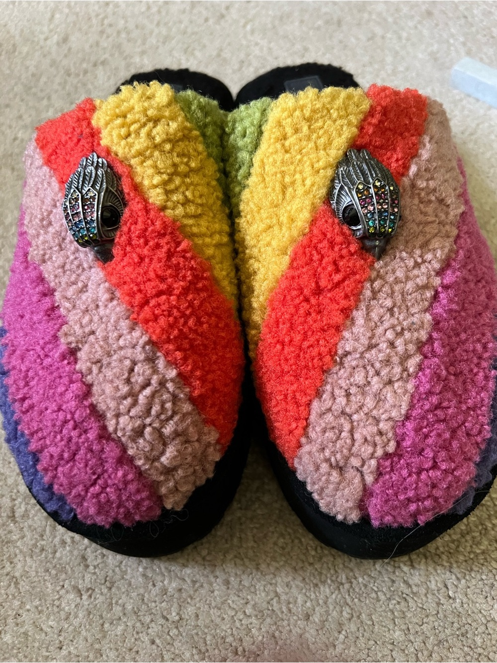 Kurt Geiger Sherpa Mules with Crystal Embellishment, worn twice indoors, size 40 - Picture 2 of 4